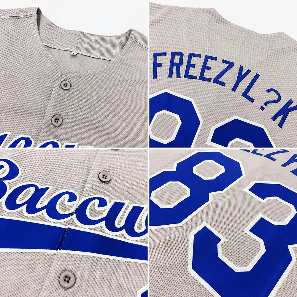 Custom Gray Red-Black Authentic Baseball Jersey view 6