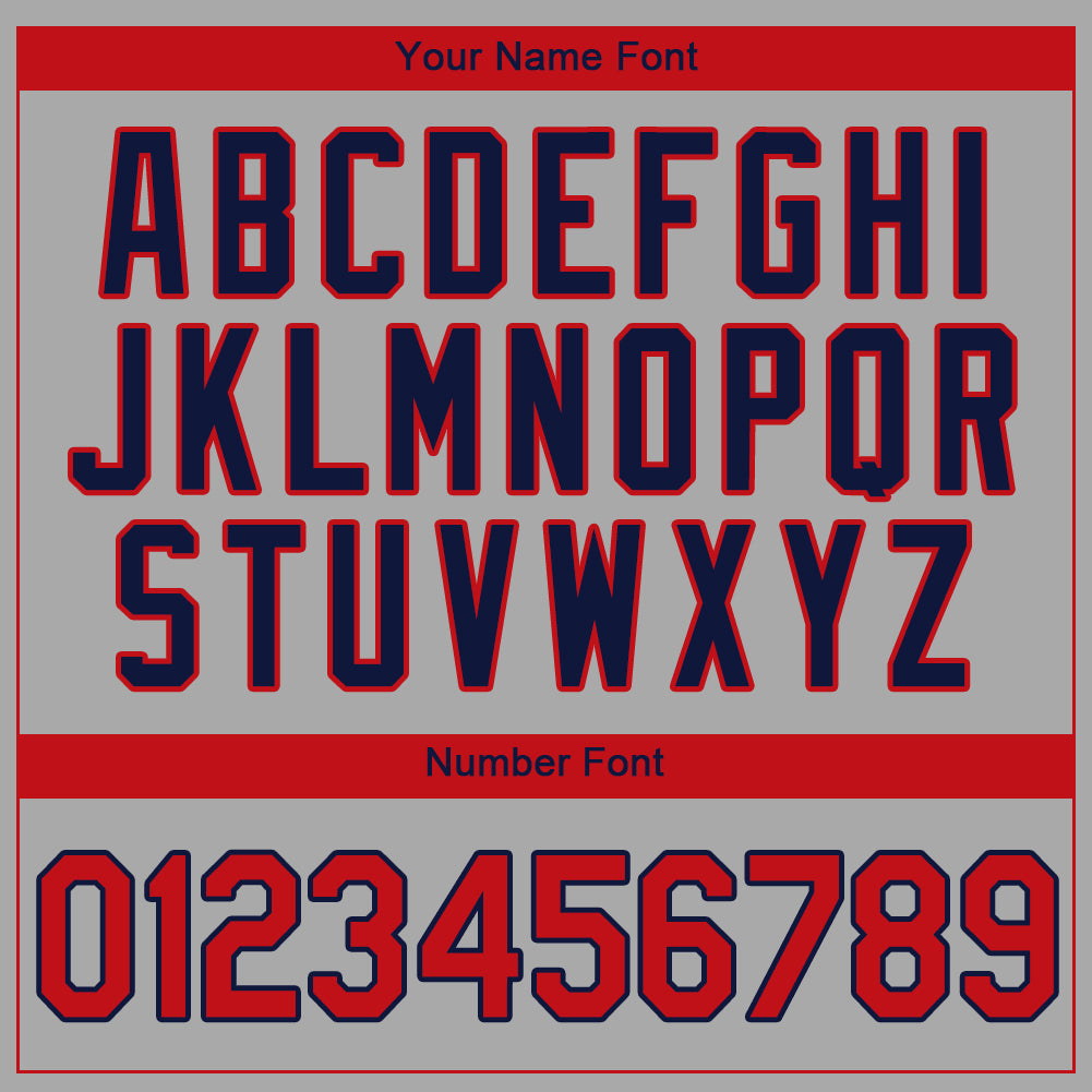 Custom Gray Red-Navy Authentic Baseball Jersey view 4