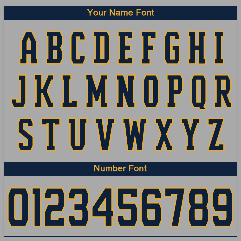 Custom Gray Navy-Old Gold Authentic Baseball Jersey view 4