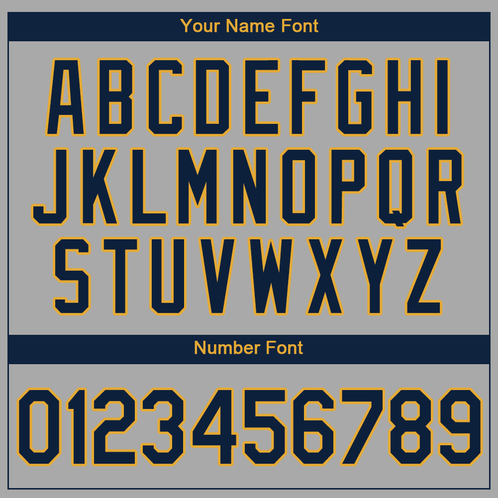 Custom Gray Navy-Old Gold Authentic Baseball Jersey view 4