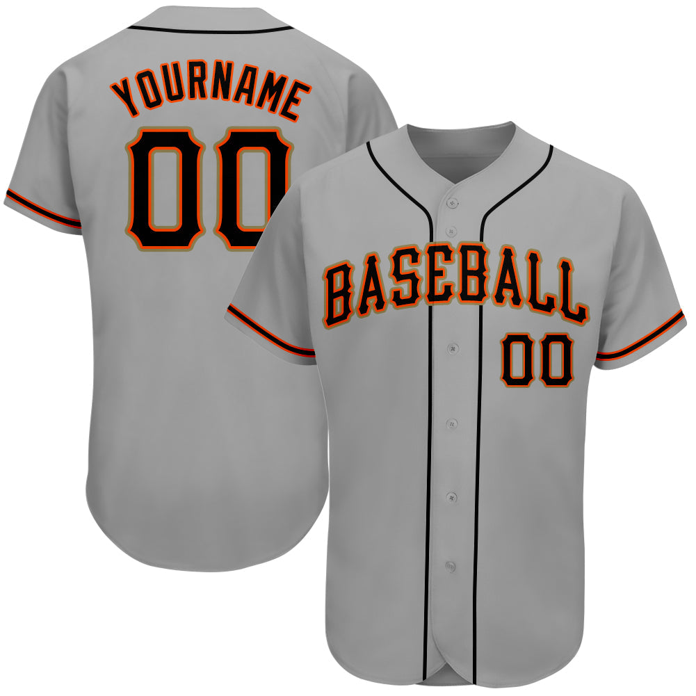 Custom Gray Black-Orange Authentic Baseball Jersey - Main View