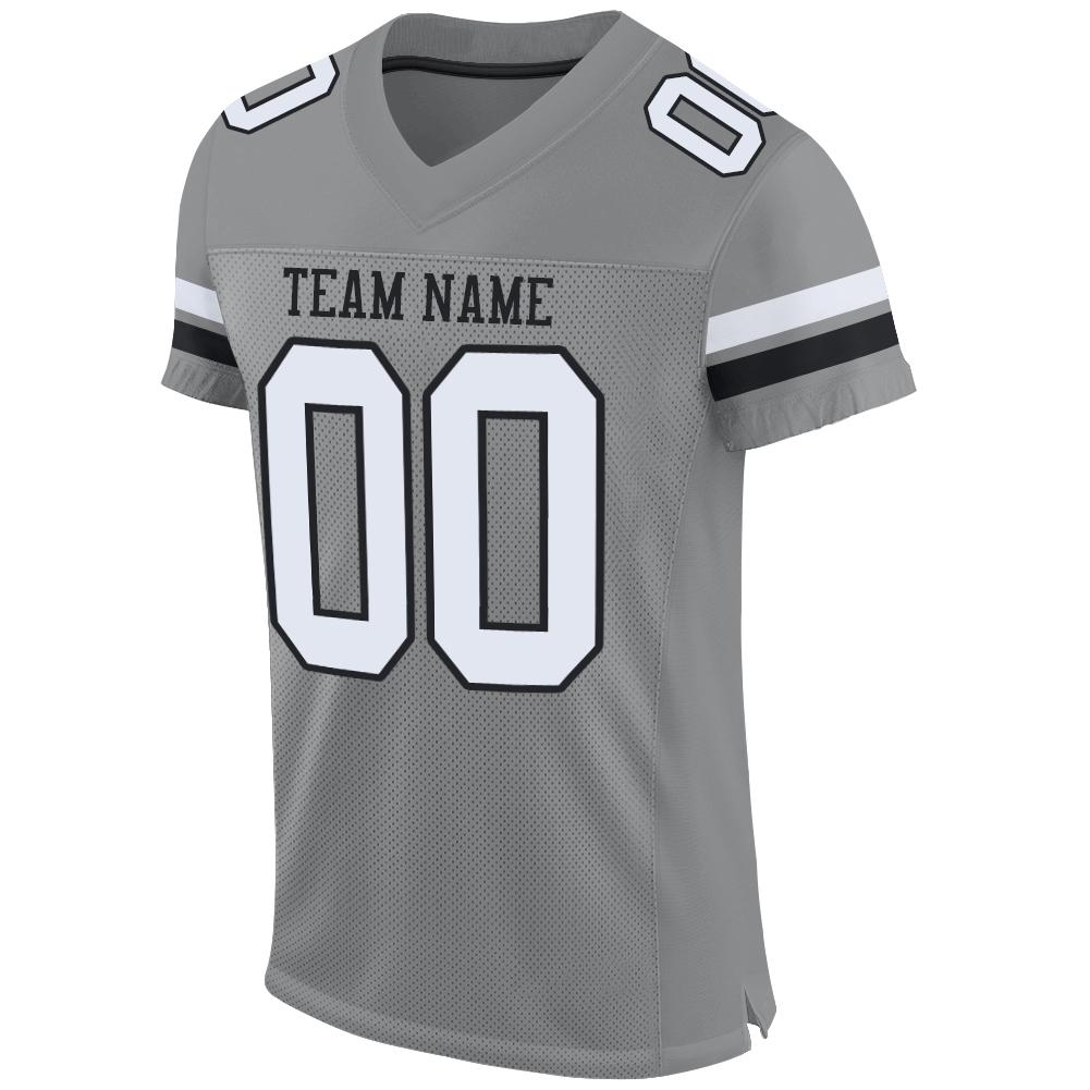 Custom Gray White-Black Mesh Authentic Football Jersey view 2