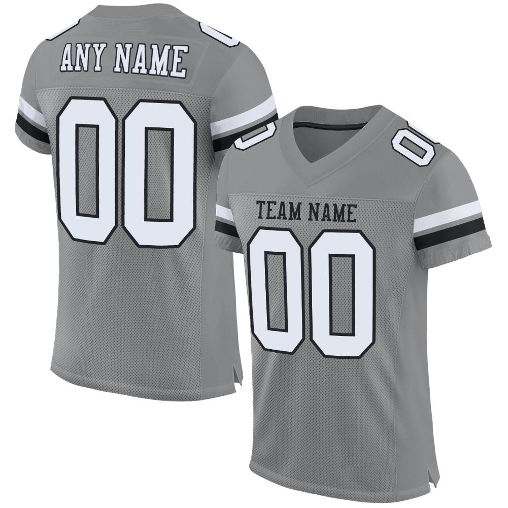 Custom Gray White-Black Mesh Authentic Football Jersey - Main View