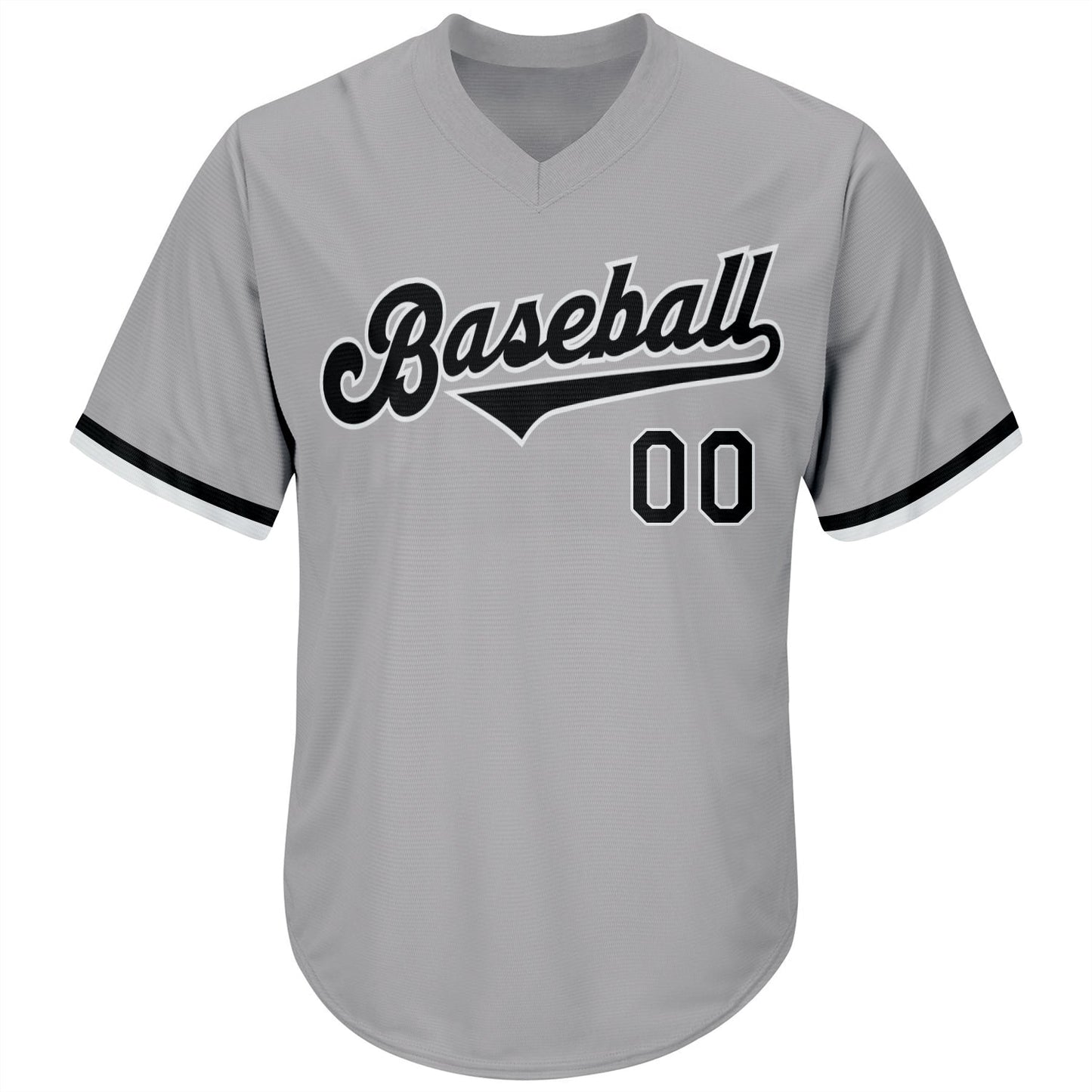 Custom Gray Black-White Authentic Throwback Rib-Knit Baseball Jersey Shirt view 2