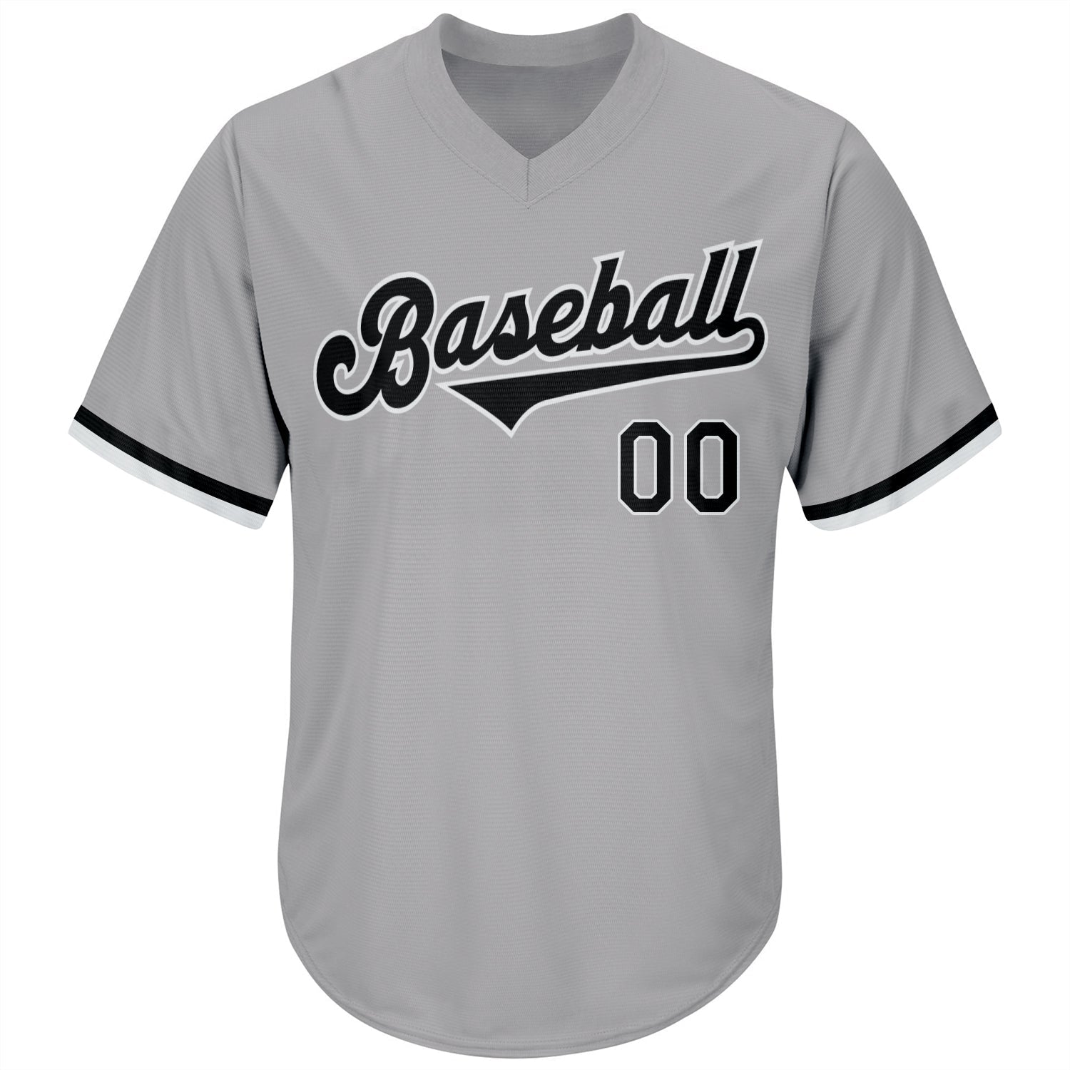 Custom Gray Black-White Authentic Throwback Rib-Knit Baseball Jersey Shirt view 2