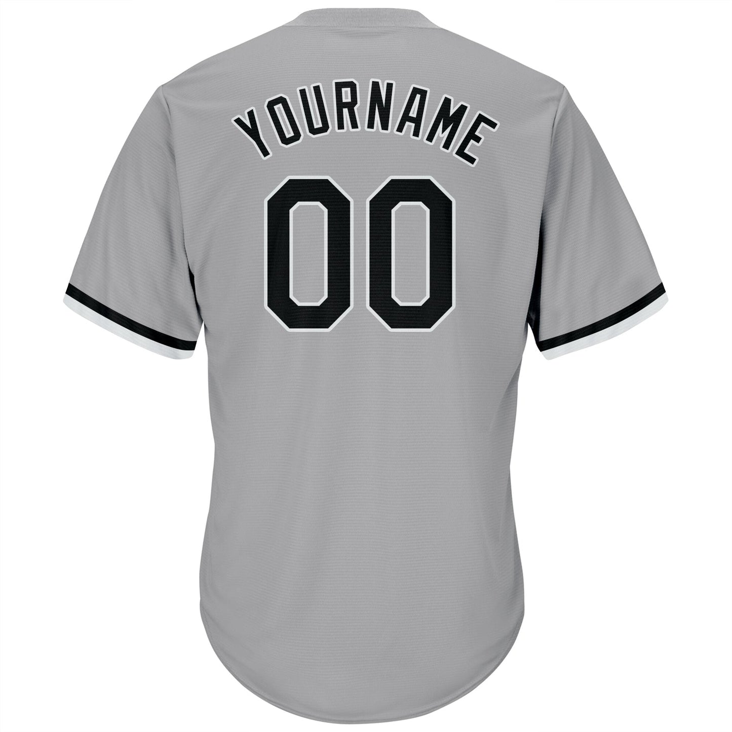 Custom Gray Black-White Authentic Throwback Rib-Knit Baseball Jersey Shirt view 3