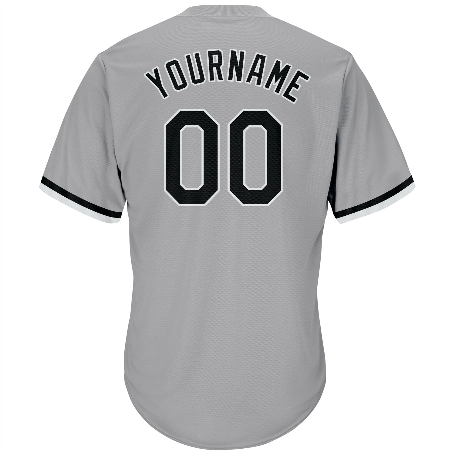 Custom Gray Black-White Authentic Throwback Rib-Knit Baseball Jersey Shirt view 3