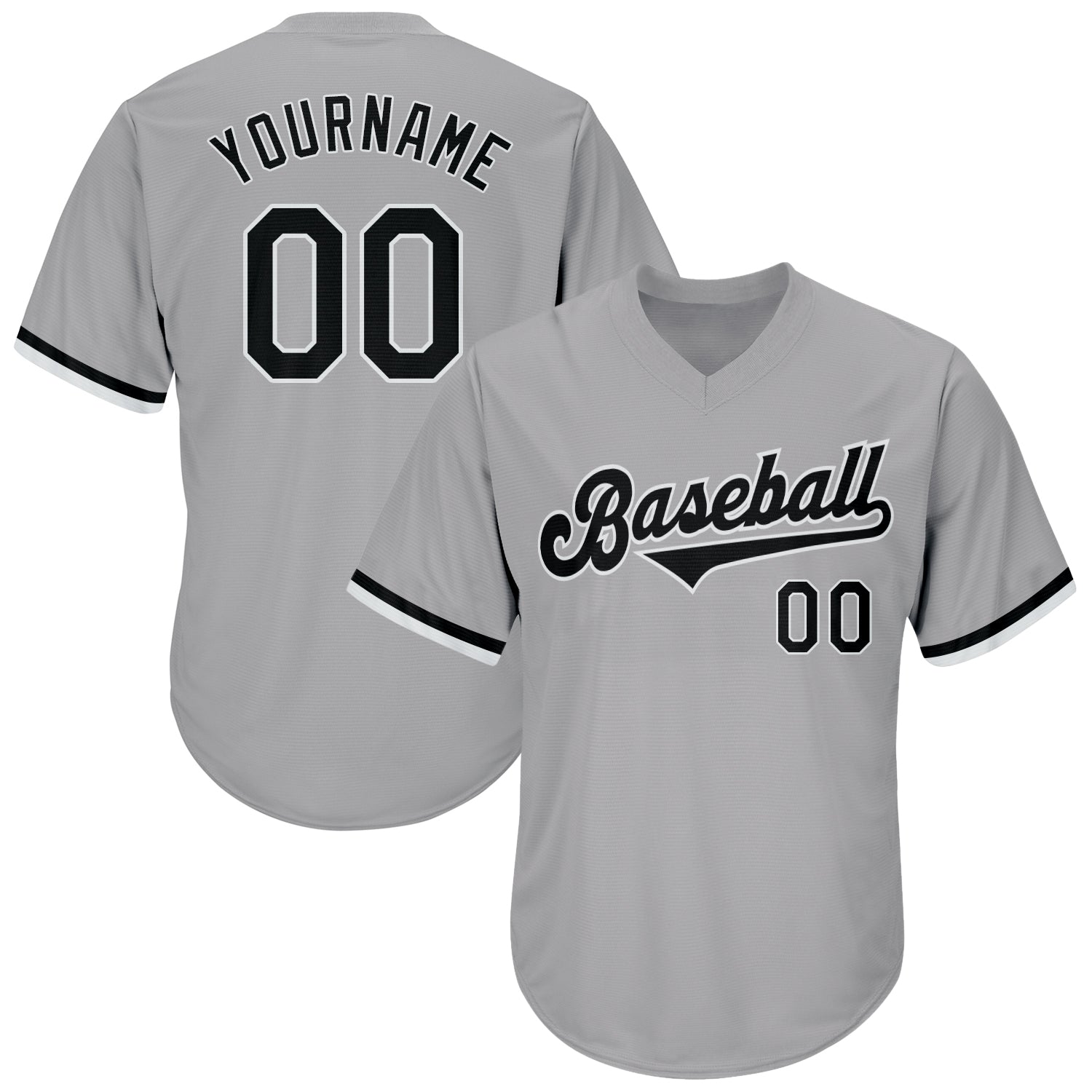 Custom Gray Black-White Authentic Throwback Rib-Knit Baseball Jersey Shirt - Main View