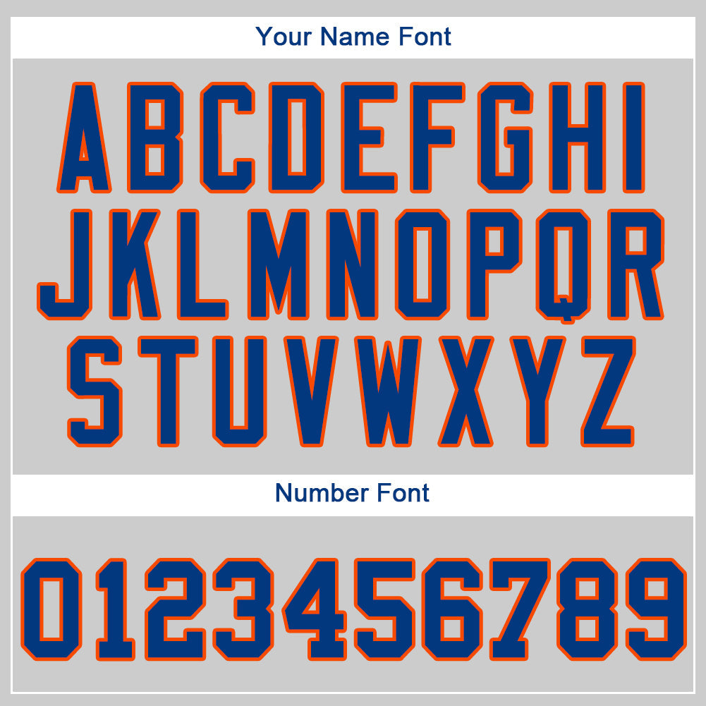Custom Gray Royal-Orange Authentic Baseball Jersey view 4