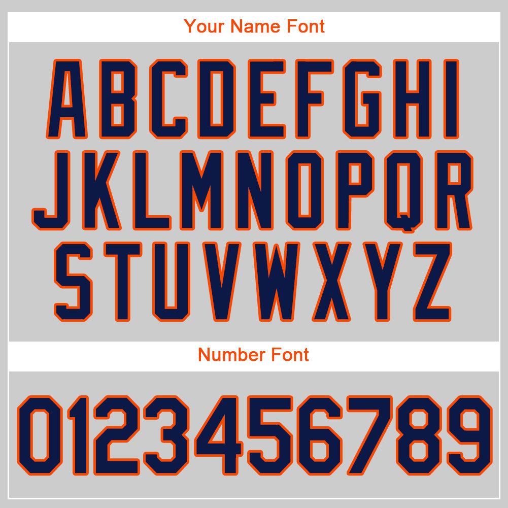 Custom Gray Navy-Orange Authentic Baseball Jersey view 4