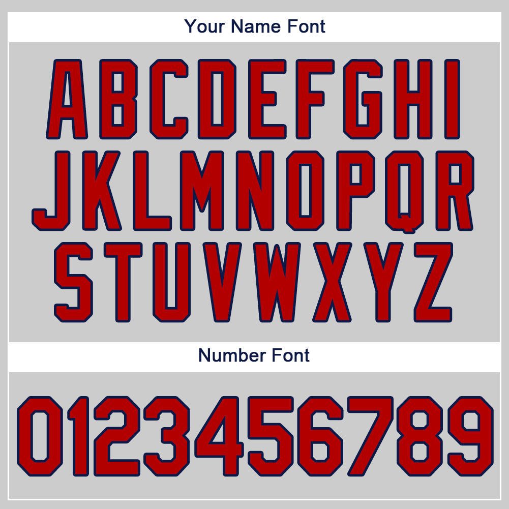 Custom Gray Red-Navy Authentic Baseball Jersey view 4