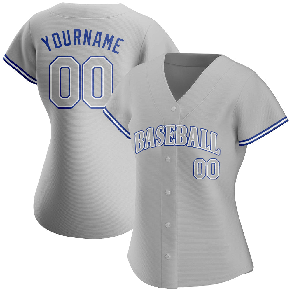 Custom Gray Gray Royal Authentic Baseball Jersey view 3