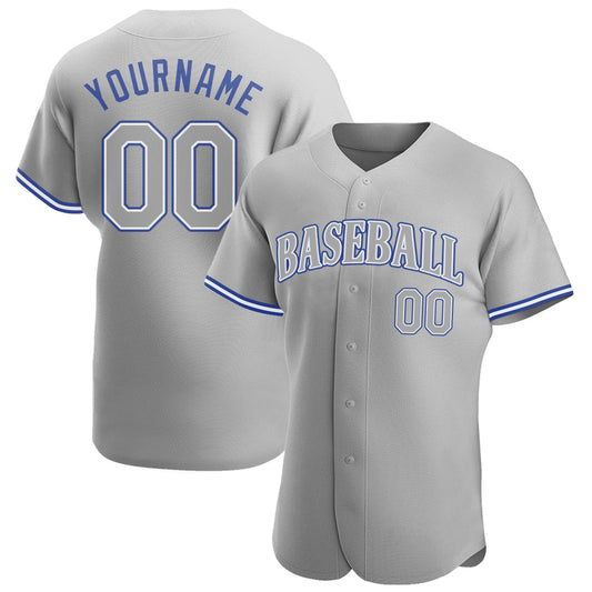 Custom Gray Gray Royal Authentic Baseball Jersey - Main View