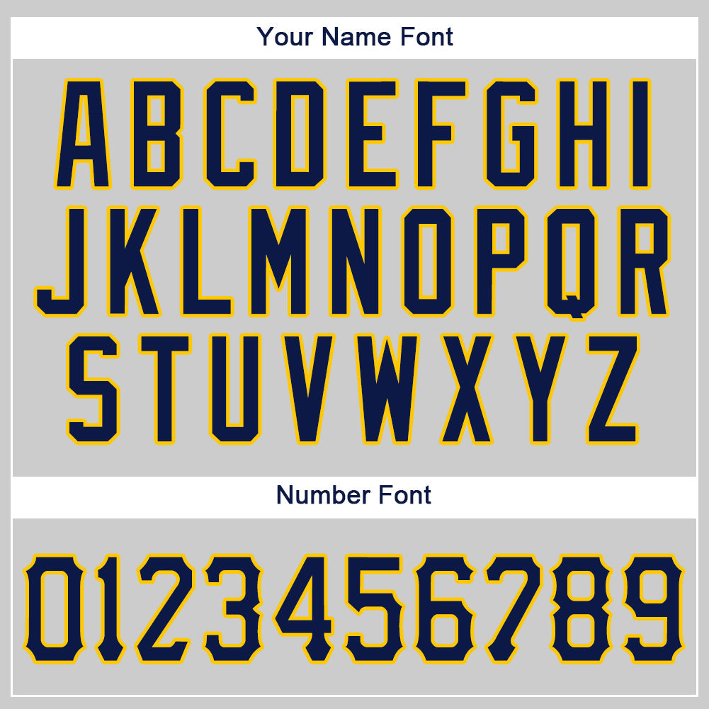 Custom Gray Navy-Gold Authentic Baseball Jersey view 4