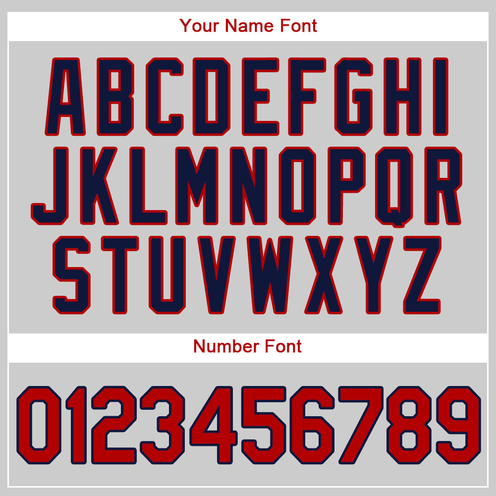 Custom Gray Red-Navy Authentic Baseball Jersey view 4