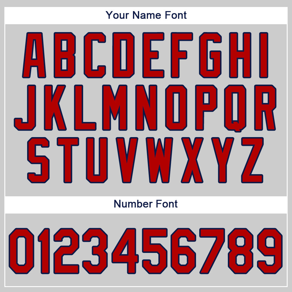 Custom Gray Red-Navy Authentic Baseball Jersey view 4