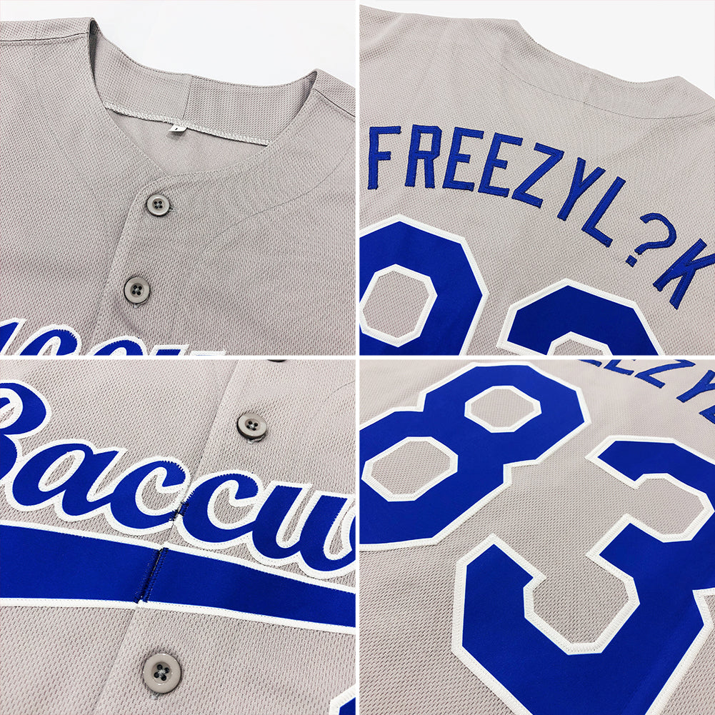 Custom Gray Green-Gold Authentic Baseball Jersey view 6