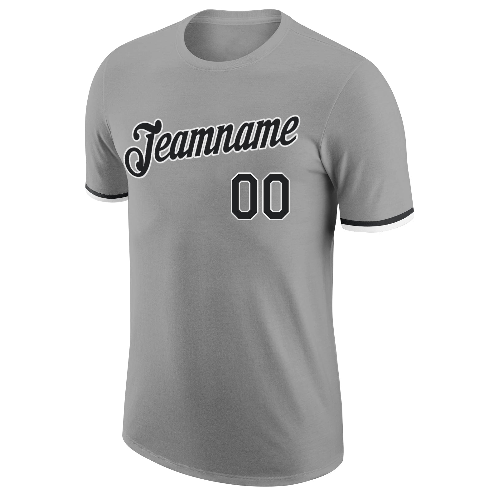 Custom Gray Black-White Performance T-Shirt view 5