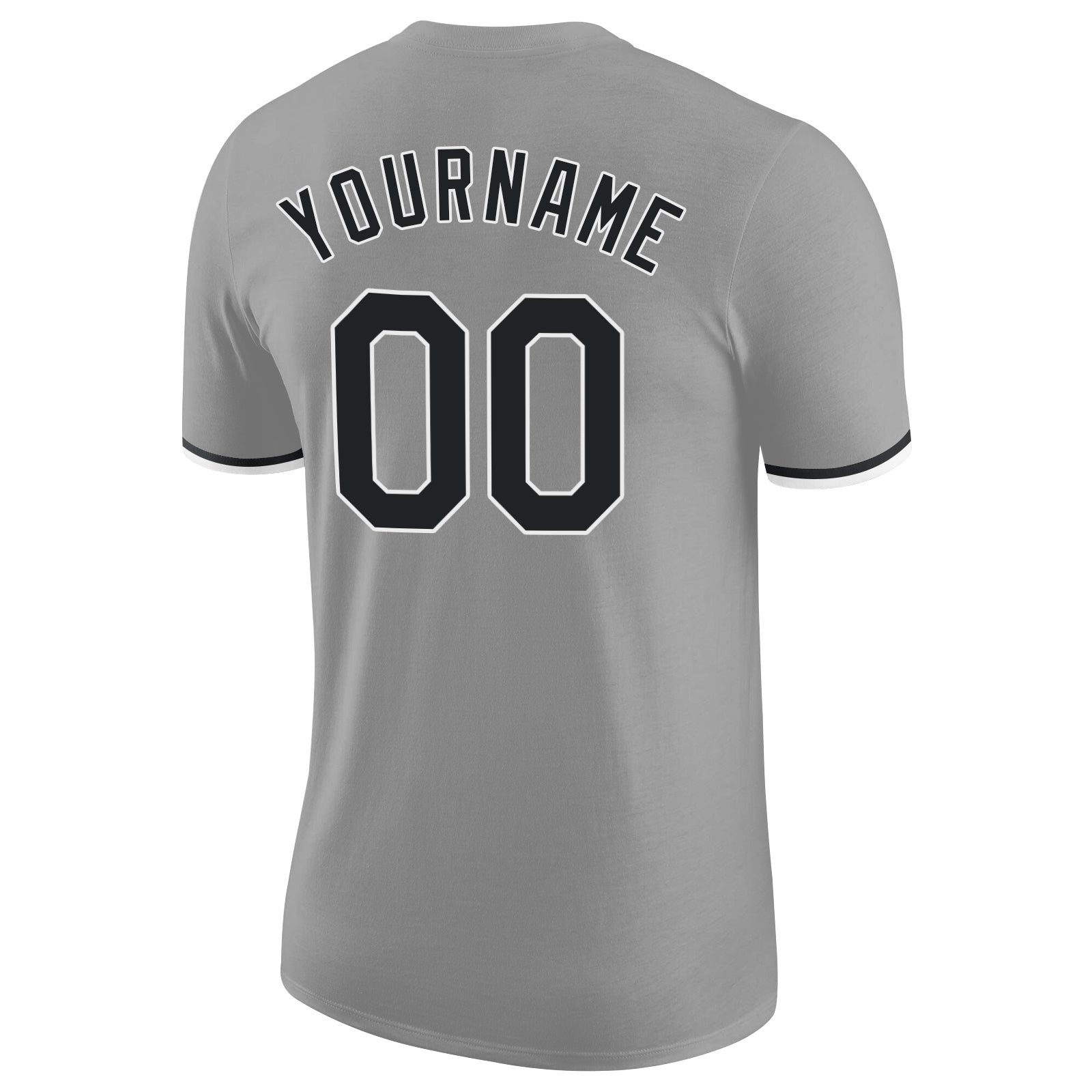 Custom Gray Black-White Performance T-Shirt view 6