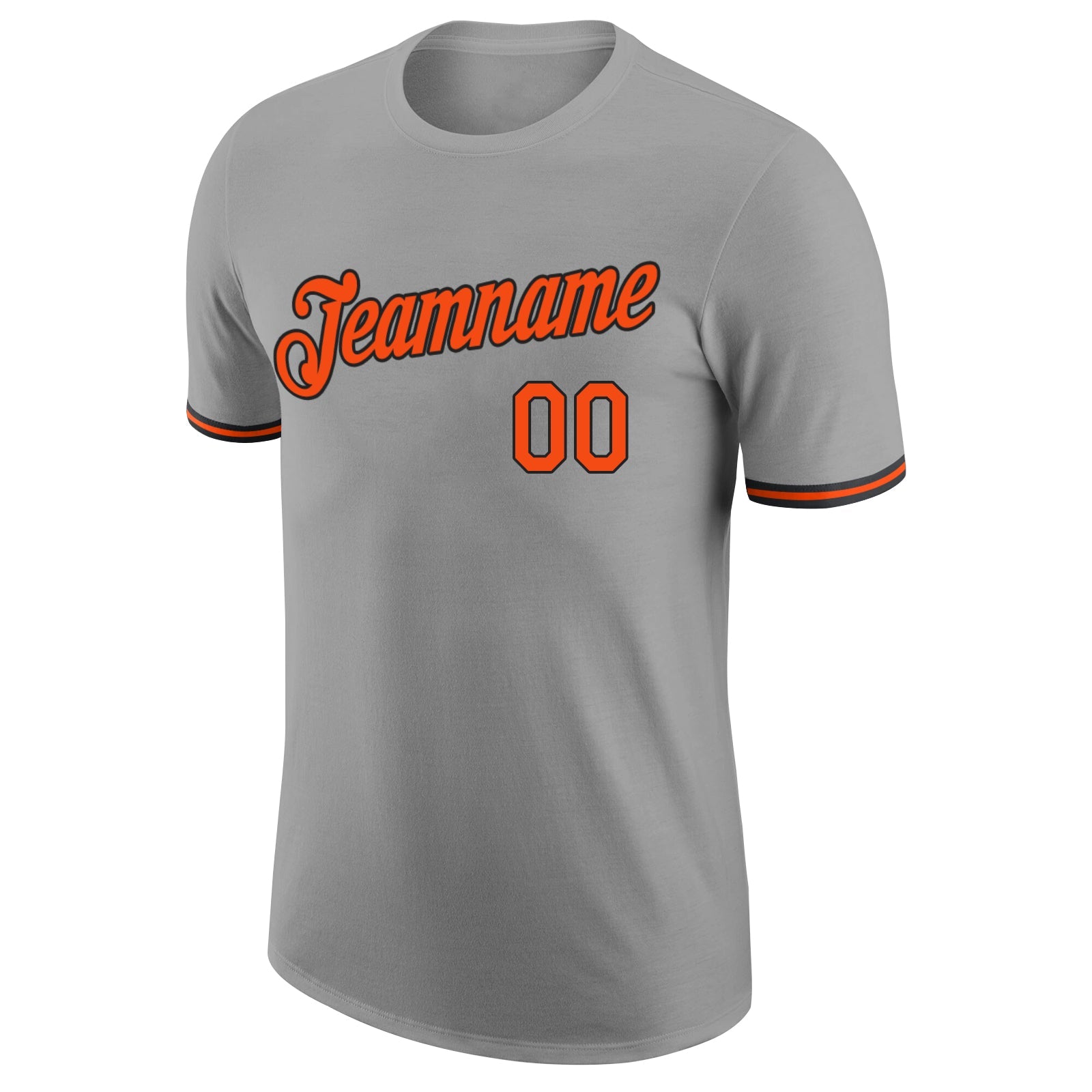 Custom Gray Orange-Black Performance T-Shirt view 5