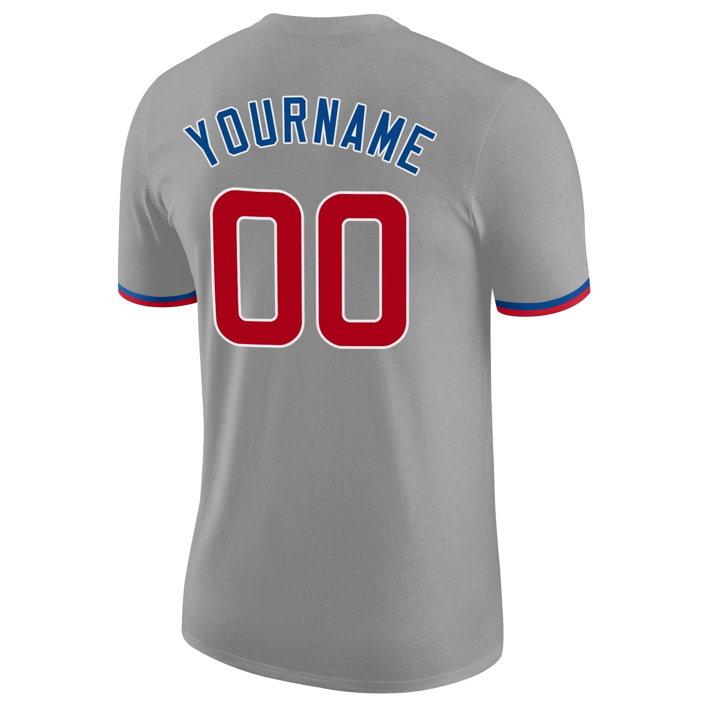 Custom Gray Red-Royal Performance T-Shirt view 6