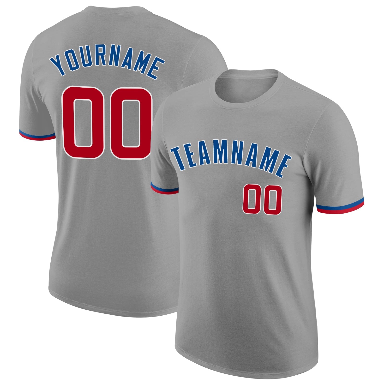 Custom Gray Red-Royal Performance T-Shirt - Main View