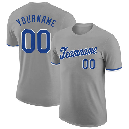 Custom Gray Royal-White Performance T-Shirt - Main View