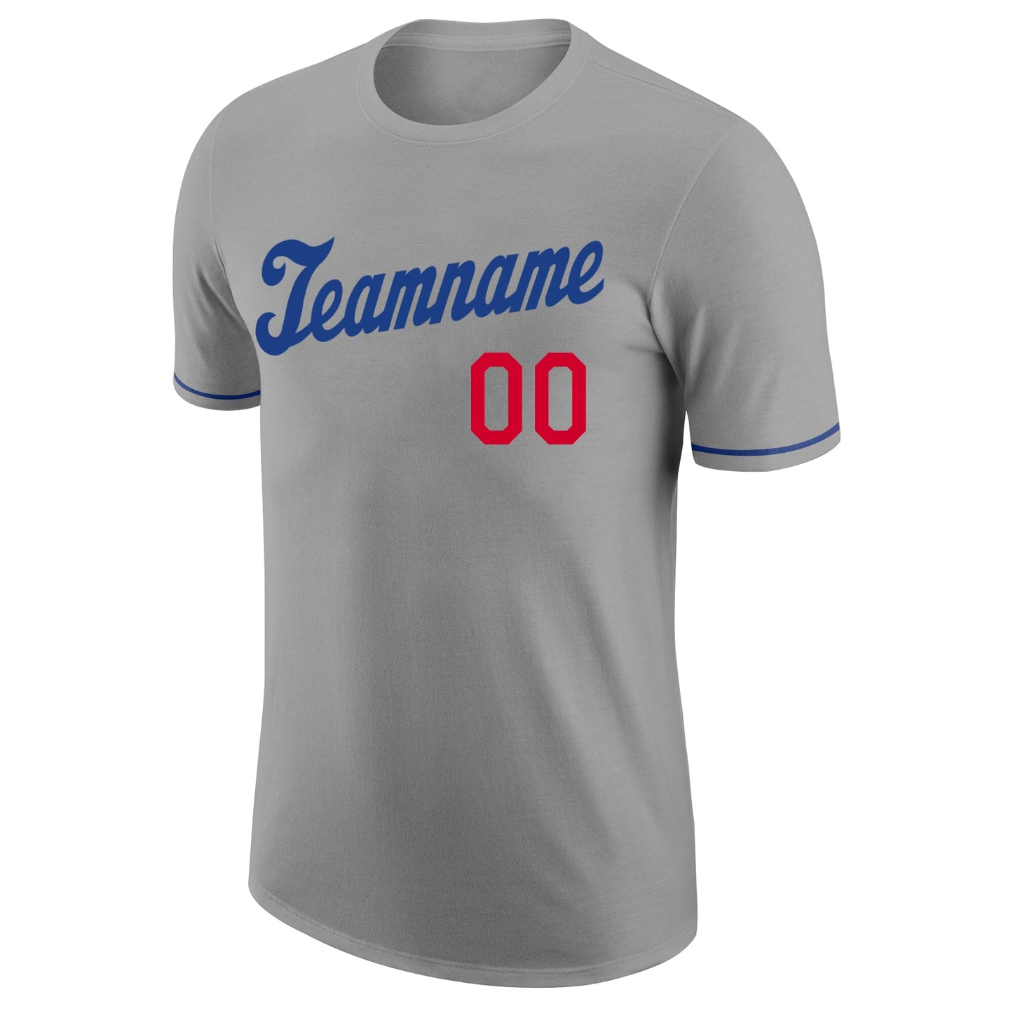 Custom Gray Royal-Red Performance T-Shirt view 5