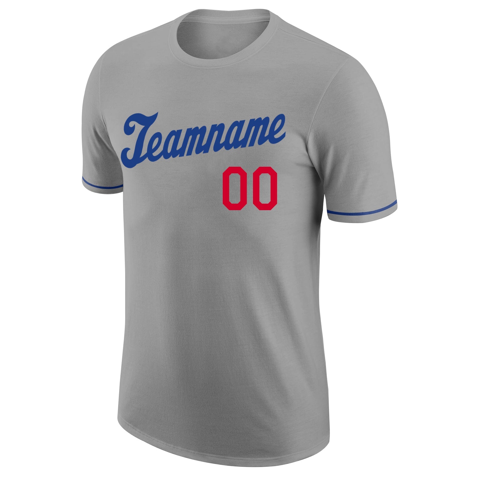 Custom Gray Royal-Red Performance T-Shirt view 5