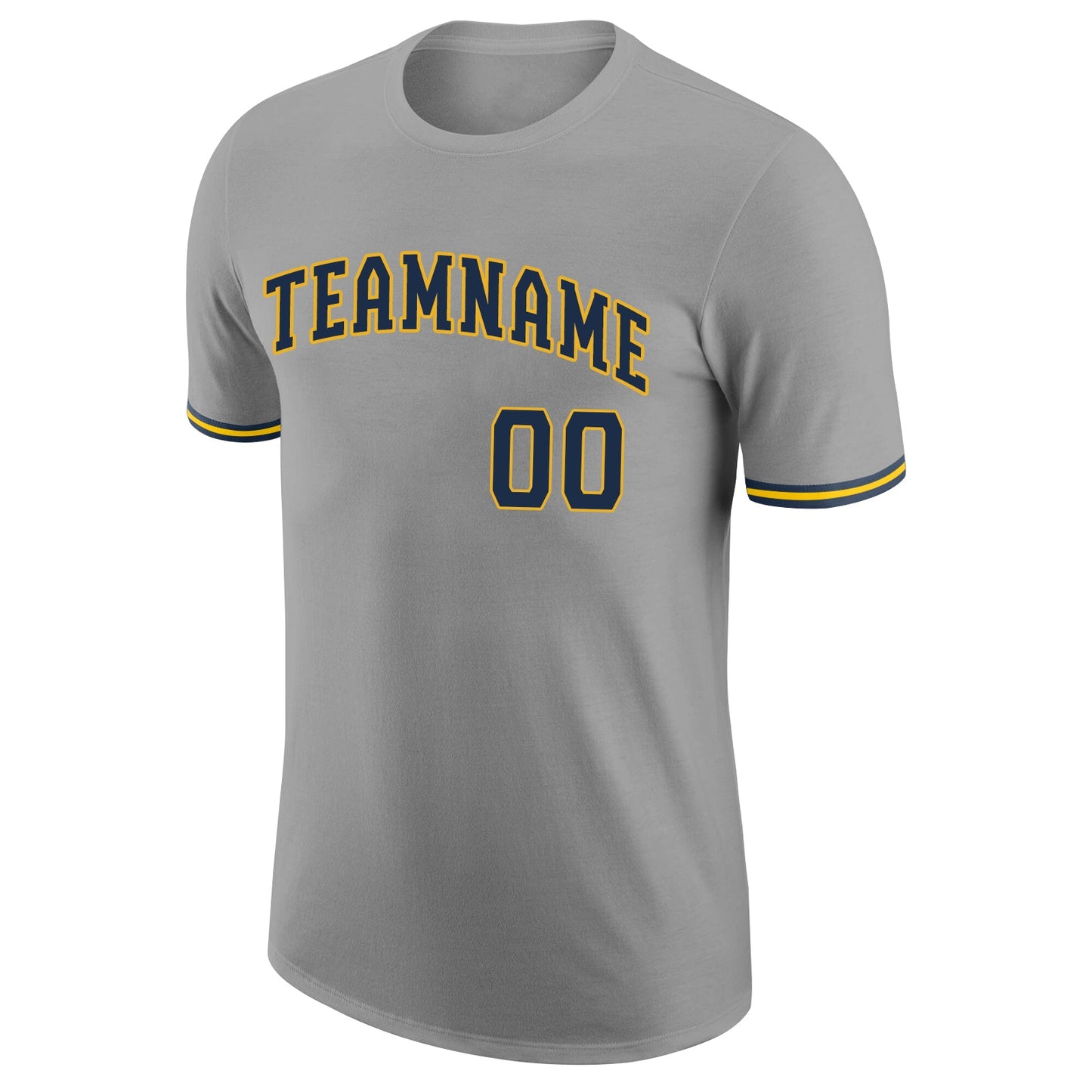 Custom Gray Navy-Gold Performance T-Shirt view 5