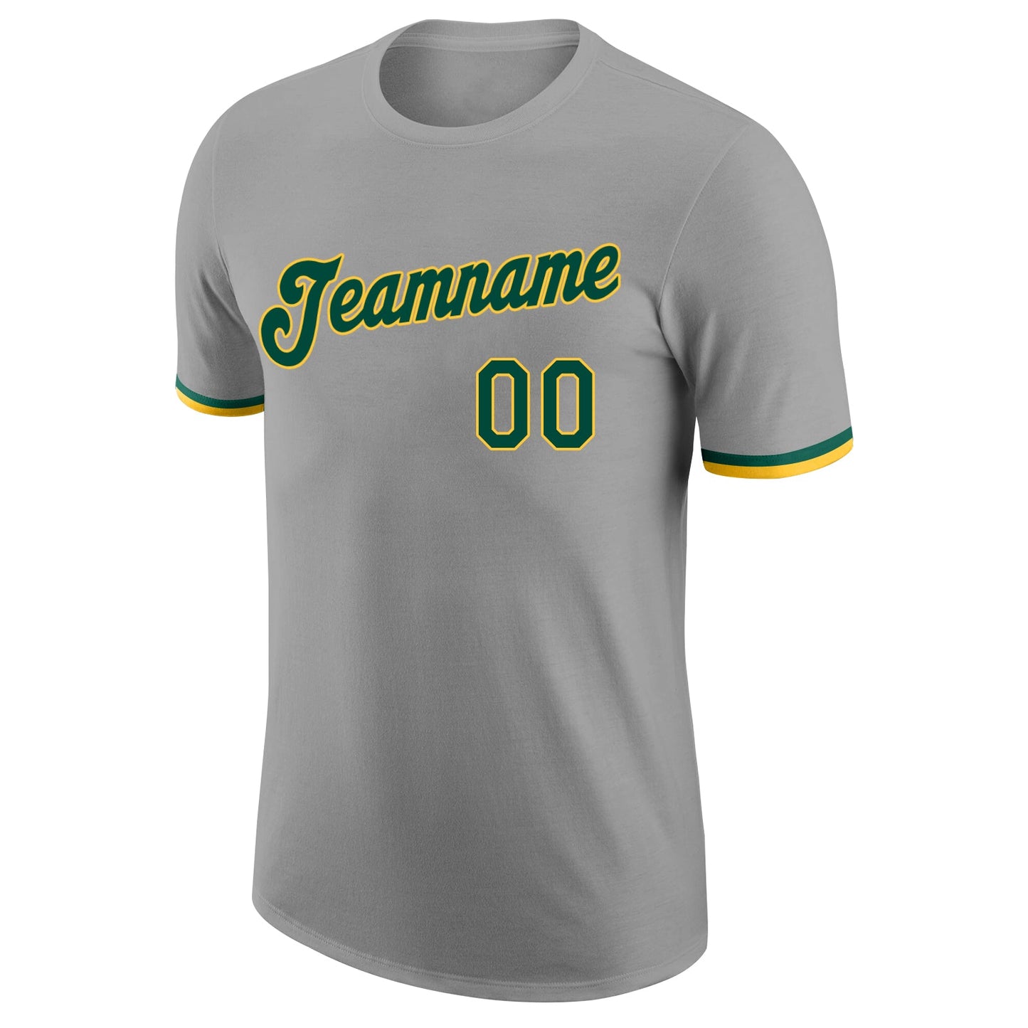 Custom Gray Green-Gold Performance T-Shirt view 5