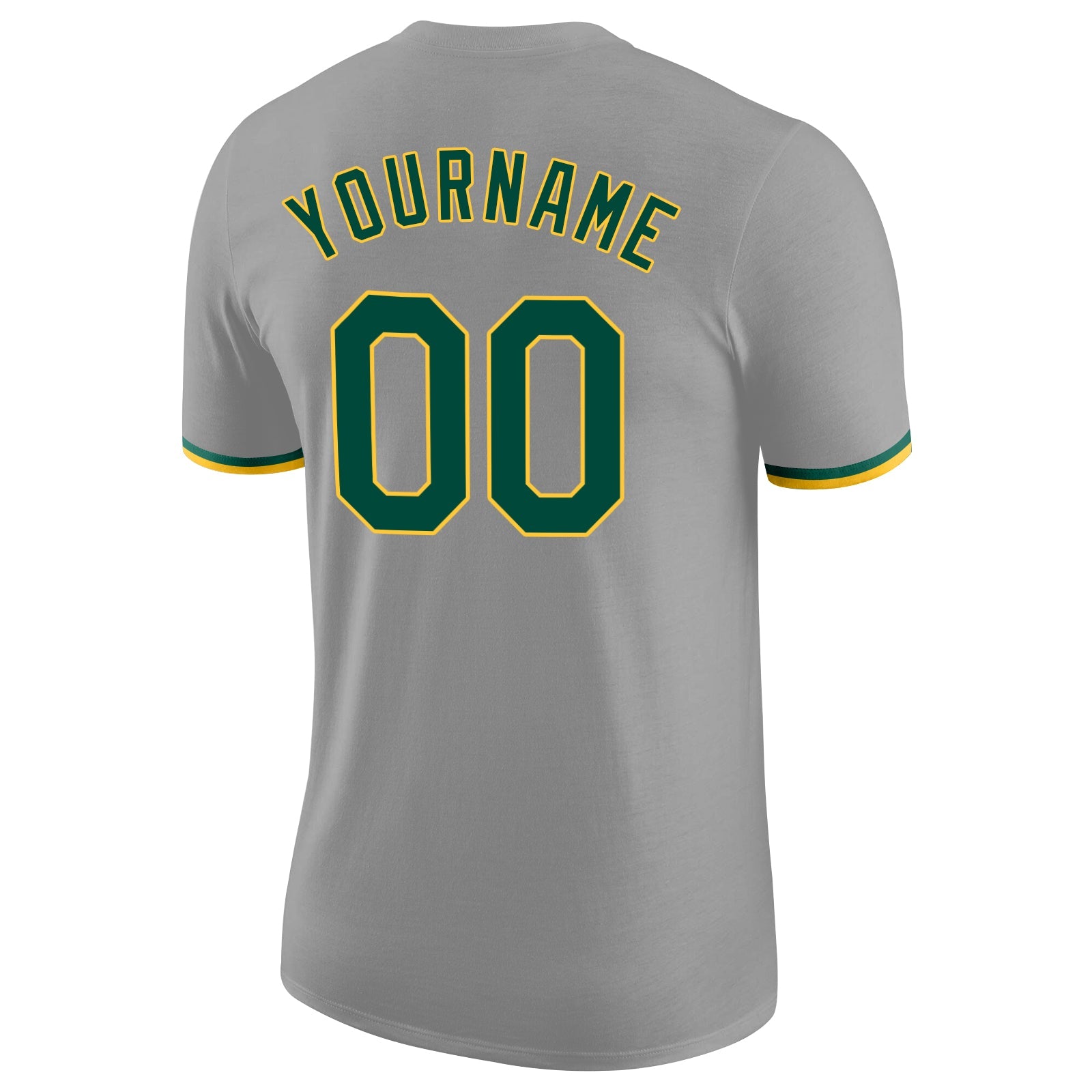 Custom Gray Green-Gold Performance T-Shirt view 6