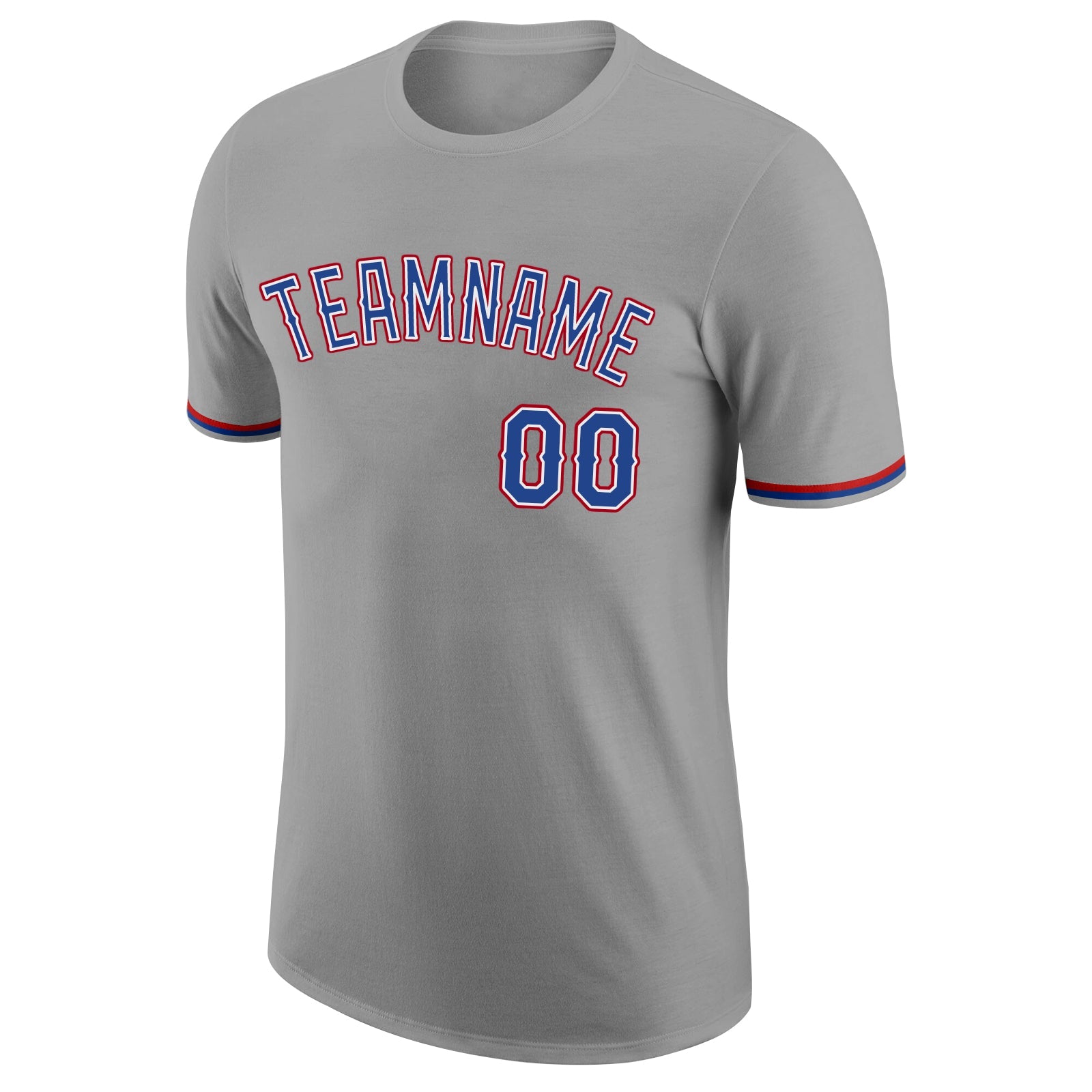 Custom Gray Royal-Red Performance T-Shirt view 5