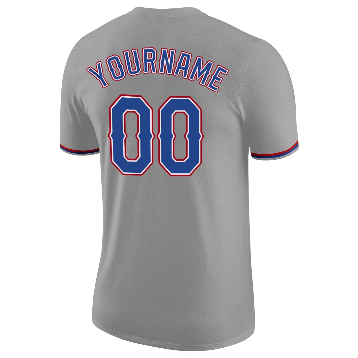 Custom Gray Royal-Red Performance T-Shirt view 6