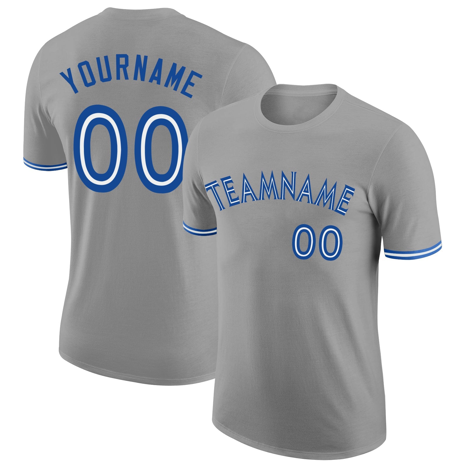 Custom Gray White-Royal Performance T-Shirt - Main View