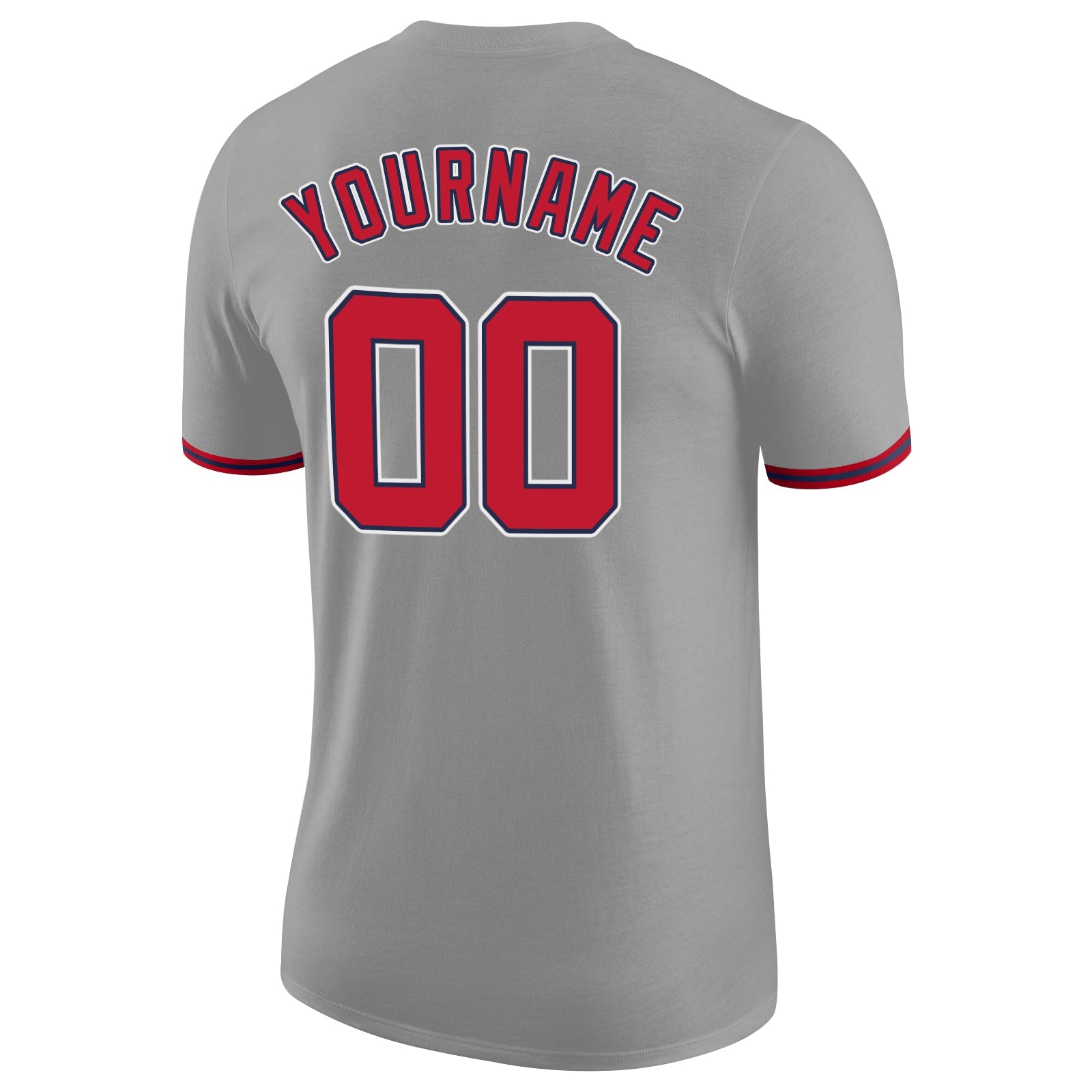 Custom Gray Red-Navy Performance T-Shirt view 6