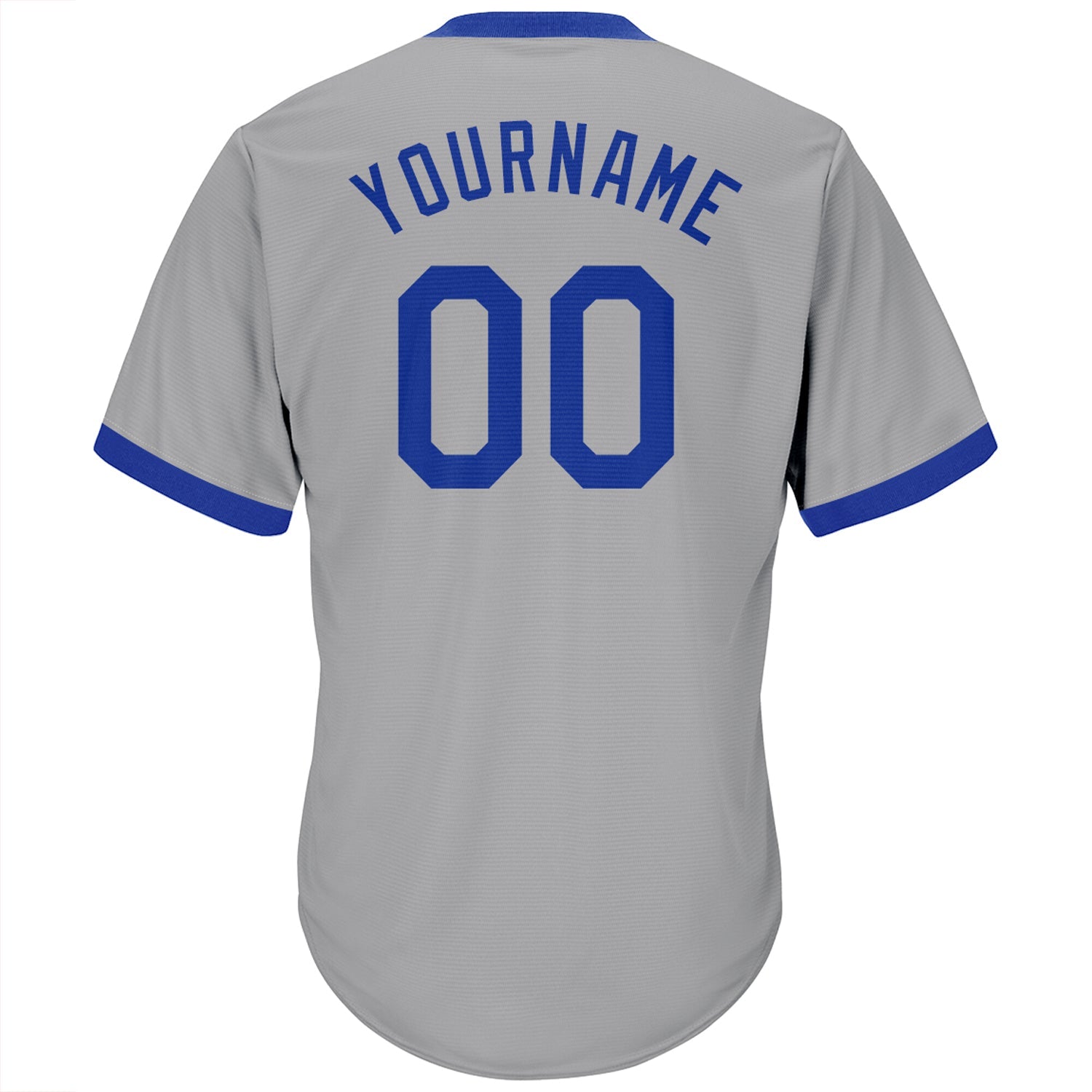 Custom Gray Royal-Red Authentic Throwback Rib-Knit Baseball Jersey Shirt view 3