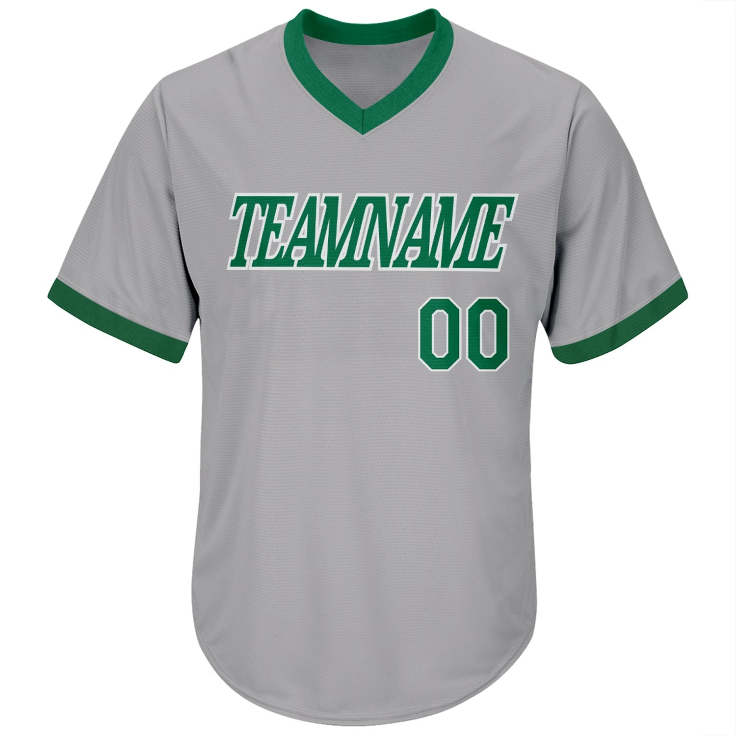 Custom Gray Kelly Green-White Authentic Throwback Rib-Knit Baseball Jersey Shirt view 2