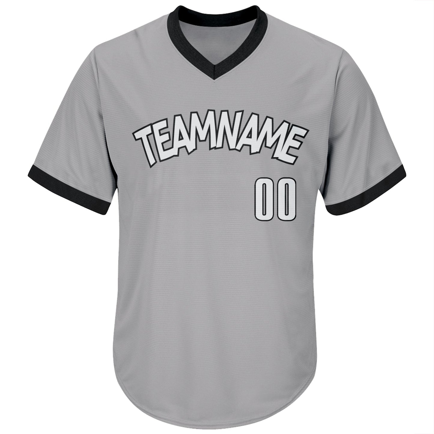 Custom Gray White-Black Authentic Throwback Rib-Knit Baseball Jersey Shirt view 2