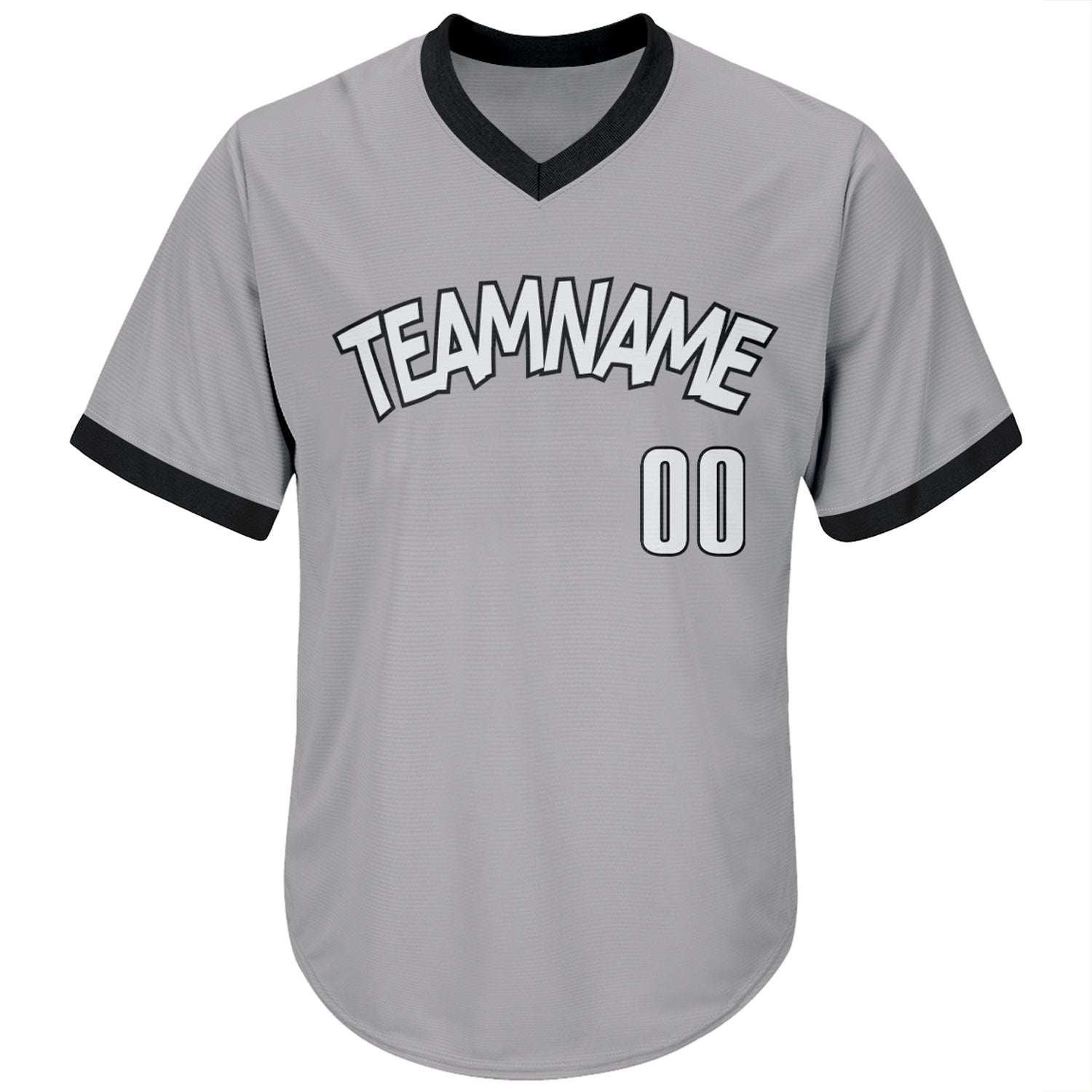 Custom Gray White-Black Authentic Throwback Rib-Knit Baseball Jersey Shirt view 2