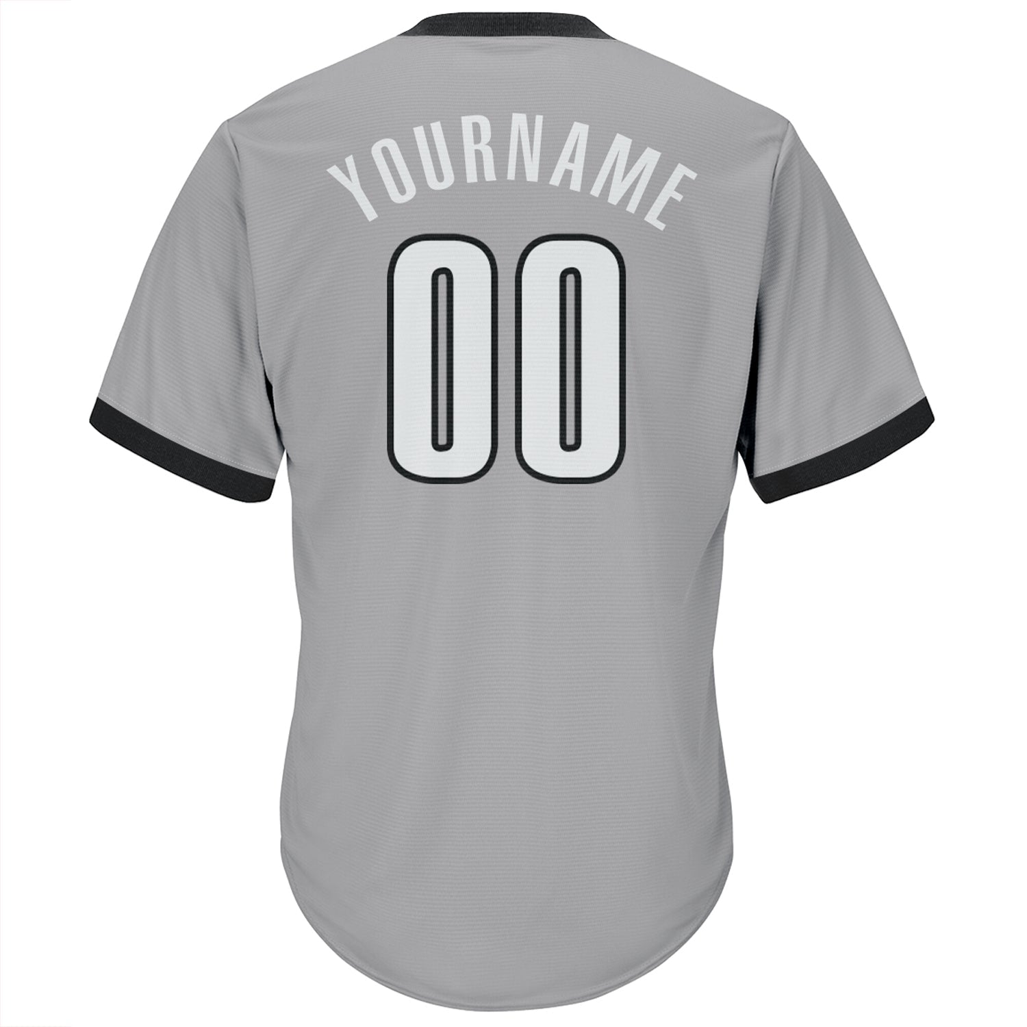 Custom Gray White-Black Authentic Throwback Rib-Knit Baseball Jersey Shirt view 3
