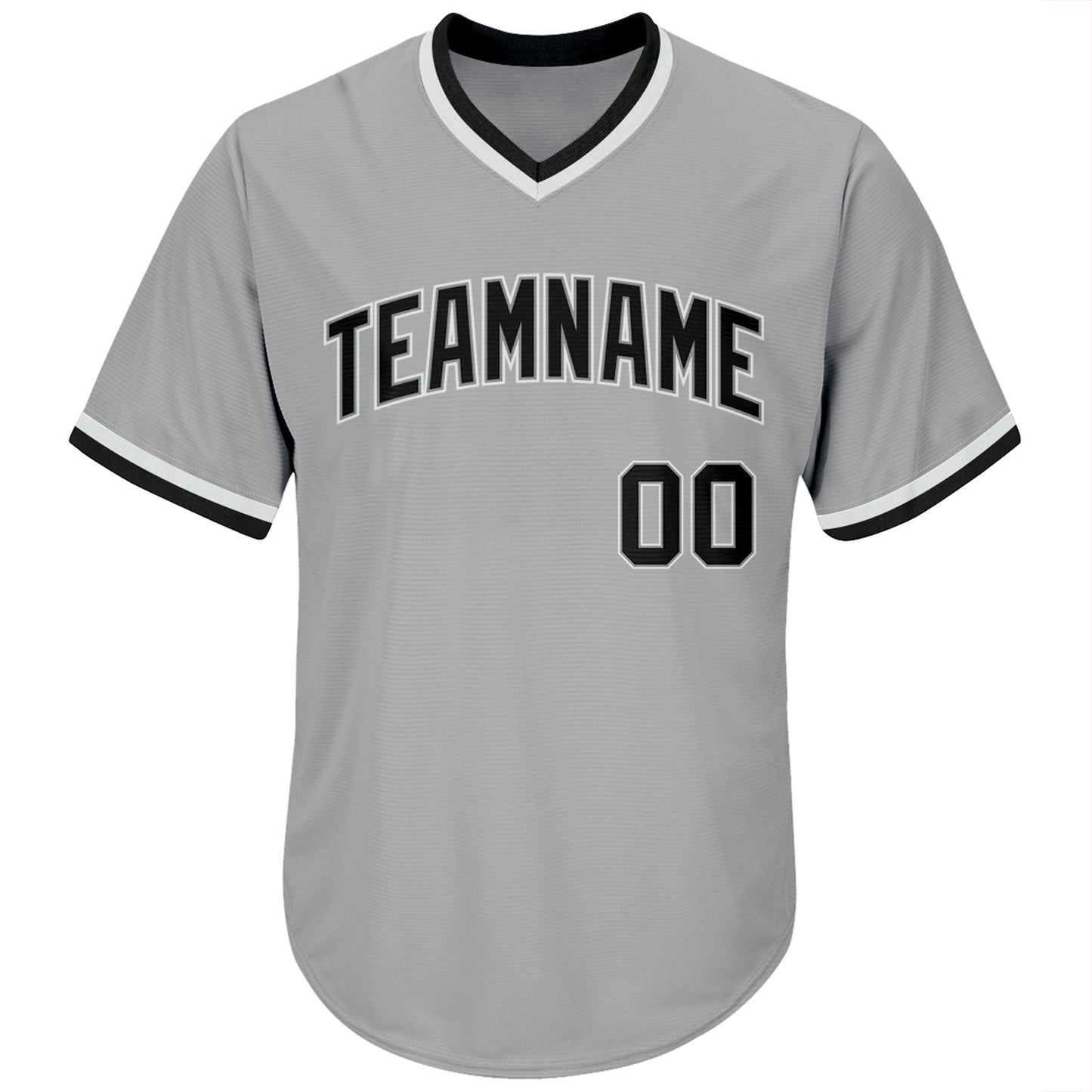 Custom Gray Black-White Authentic Throwback Rib-Knit Baseball Jersey Shirt view 2