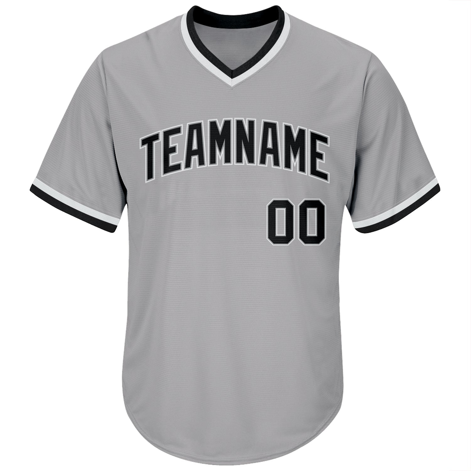 Custom Gray Black-White Authentic Throwback Rib-Knit Baseball Jersey Shirt view 2
