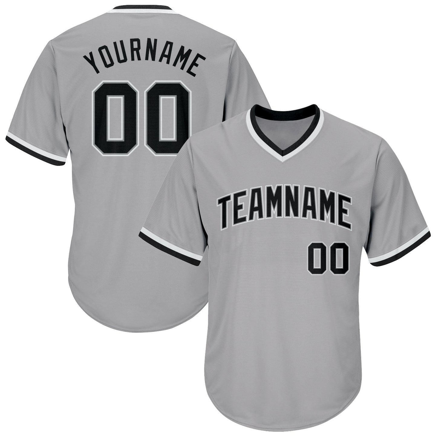 Custom Gray Black-White Authentic Throwback Rib-Knit Baseball Jersey Shirt - Main View