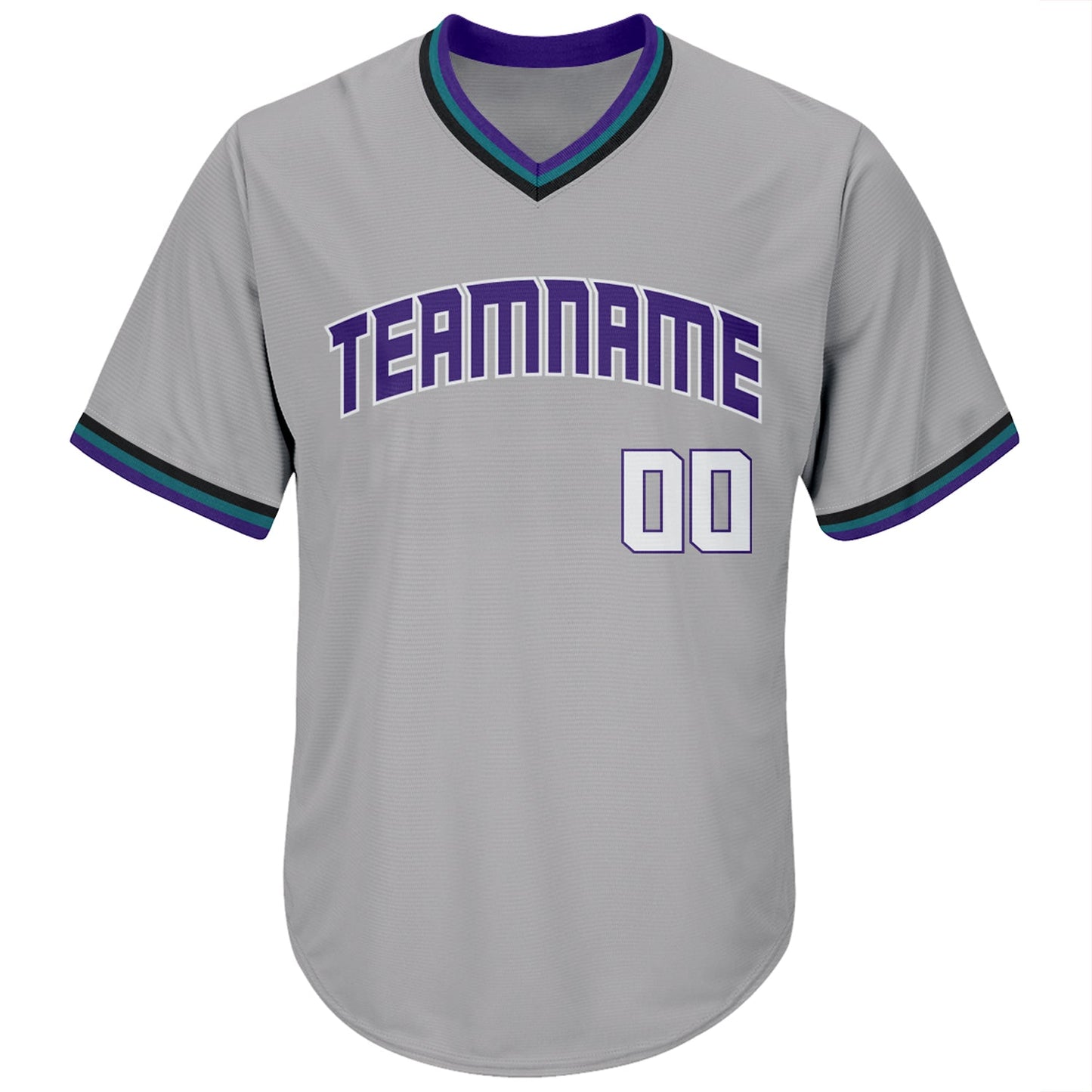 Custom Gray White-Purple Authentic Throwback Rib-Knit Baseball Jersey Shirt view 2