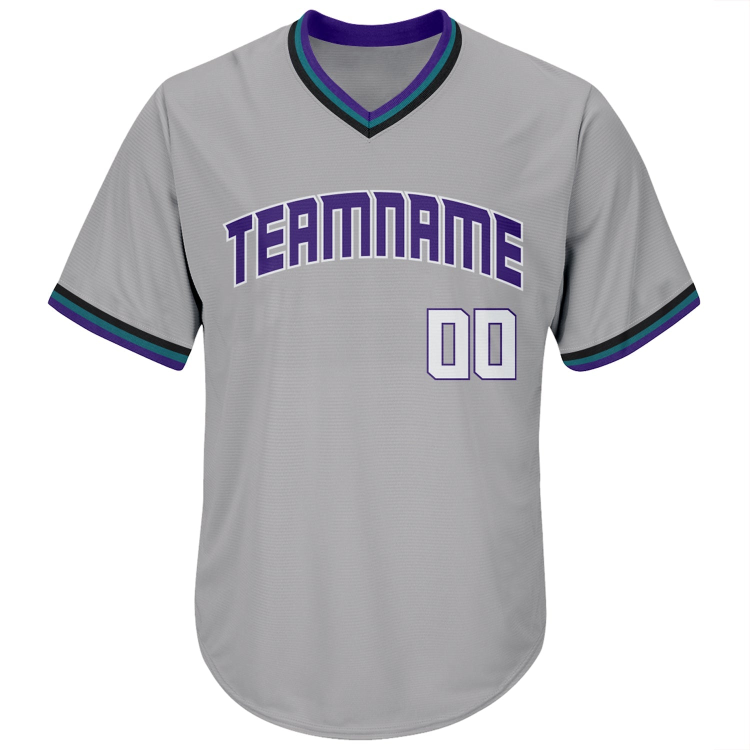 Custom Gray White-Purple Authentic Throwback Rib-Knit Baseball Jersey Shirt view 2