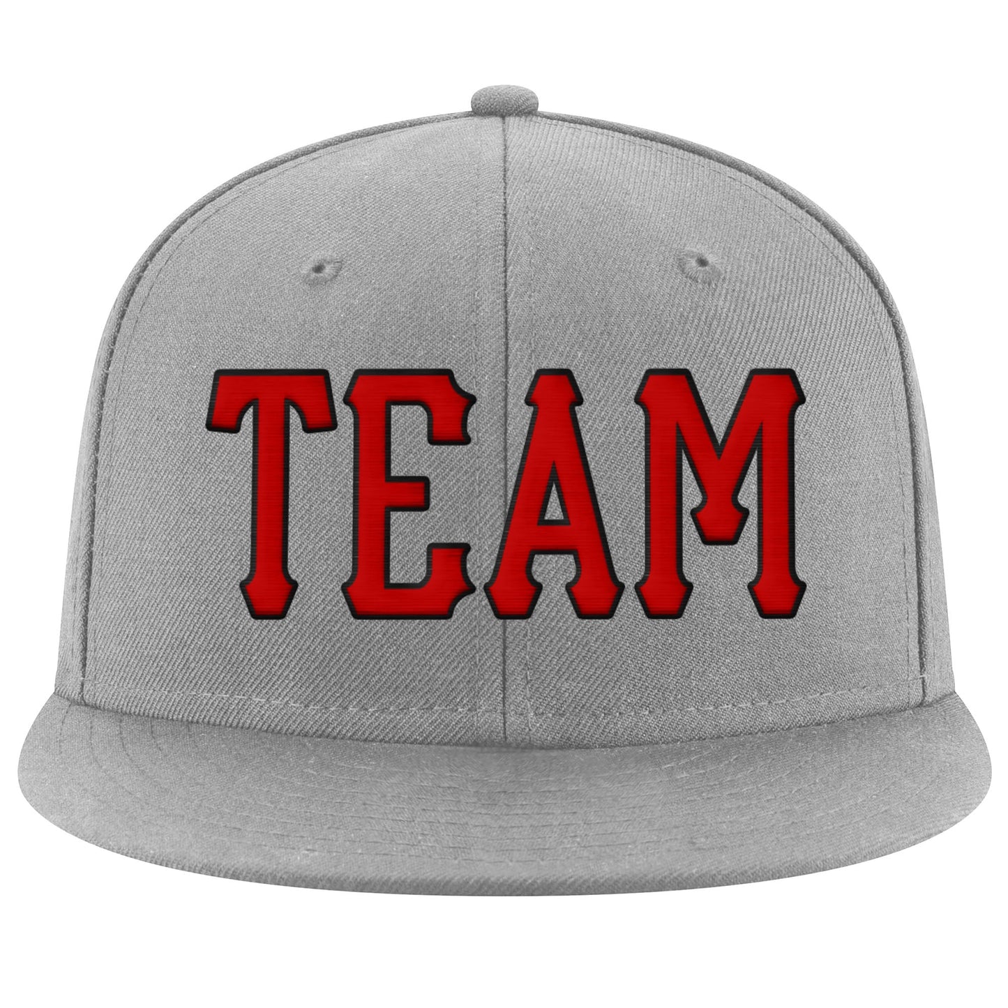 Custom Gray Red-Black Stitched Adjustable Snapback Hat view 2