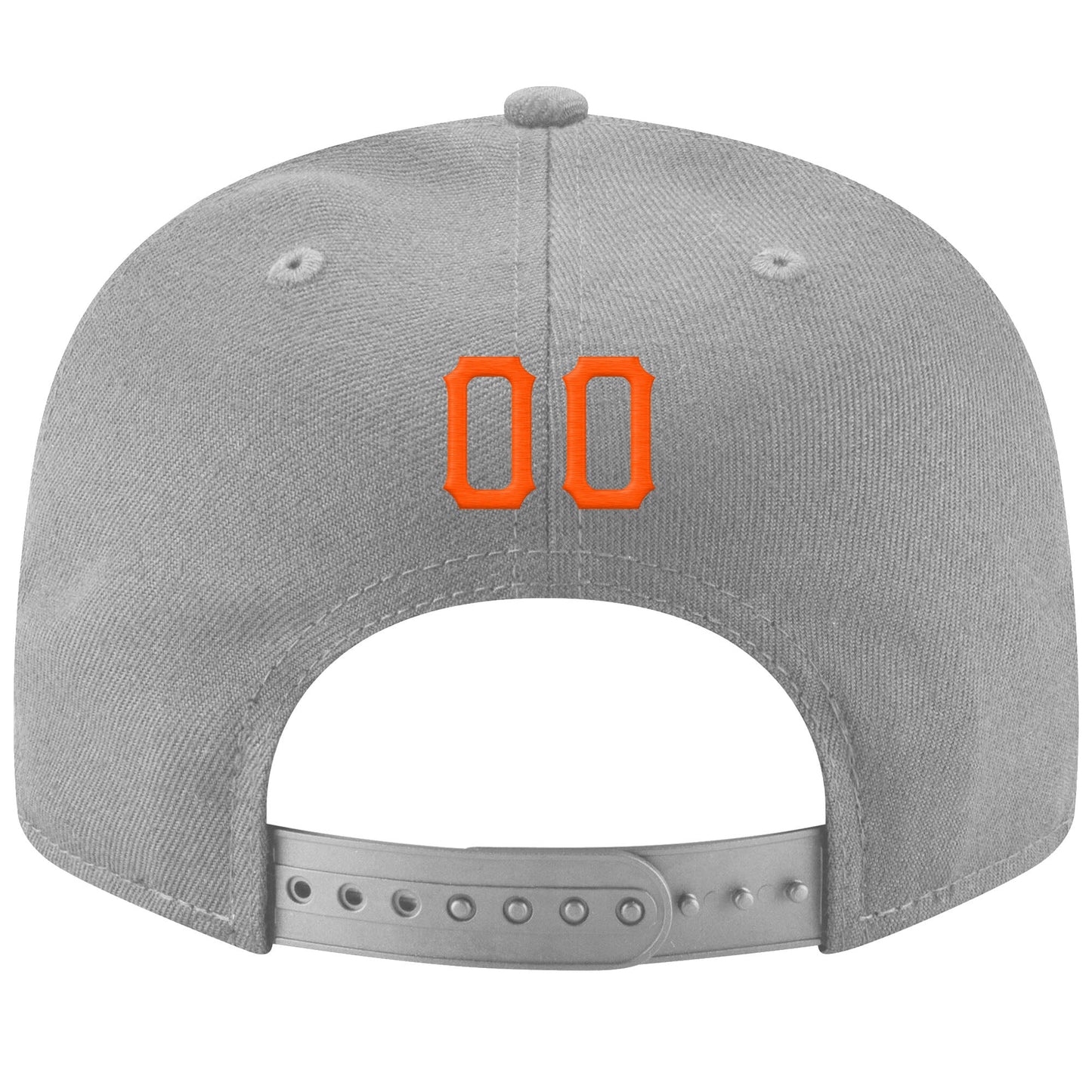 Custom Gray Orange-Black Stitched Adjustable Snapback Hat view 3