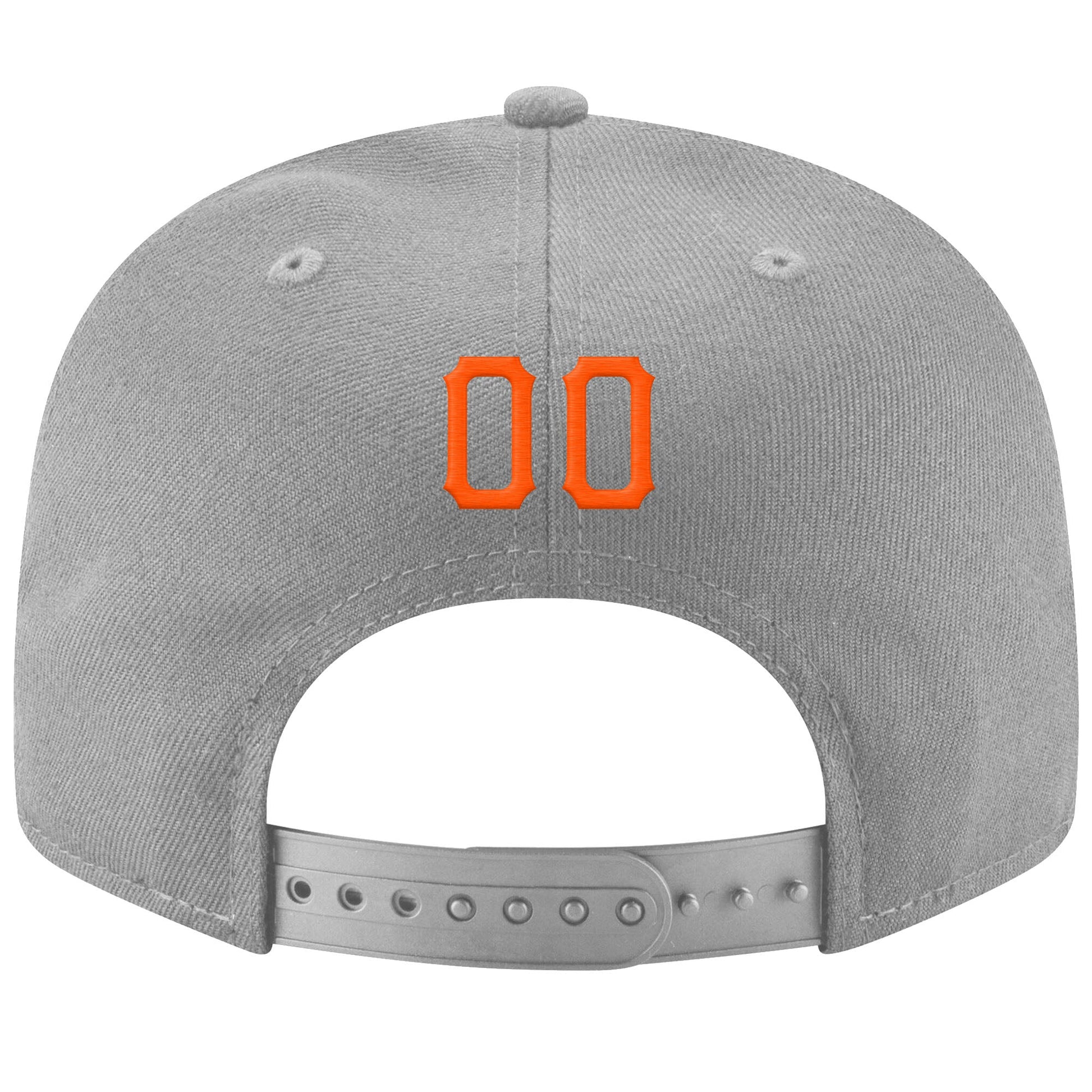 Custom Gray Orange-Black Stitched Adjustable Snapback Hat view 3