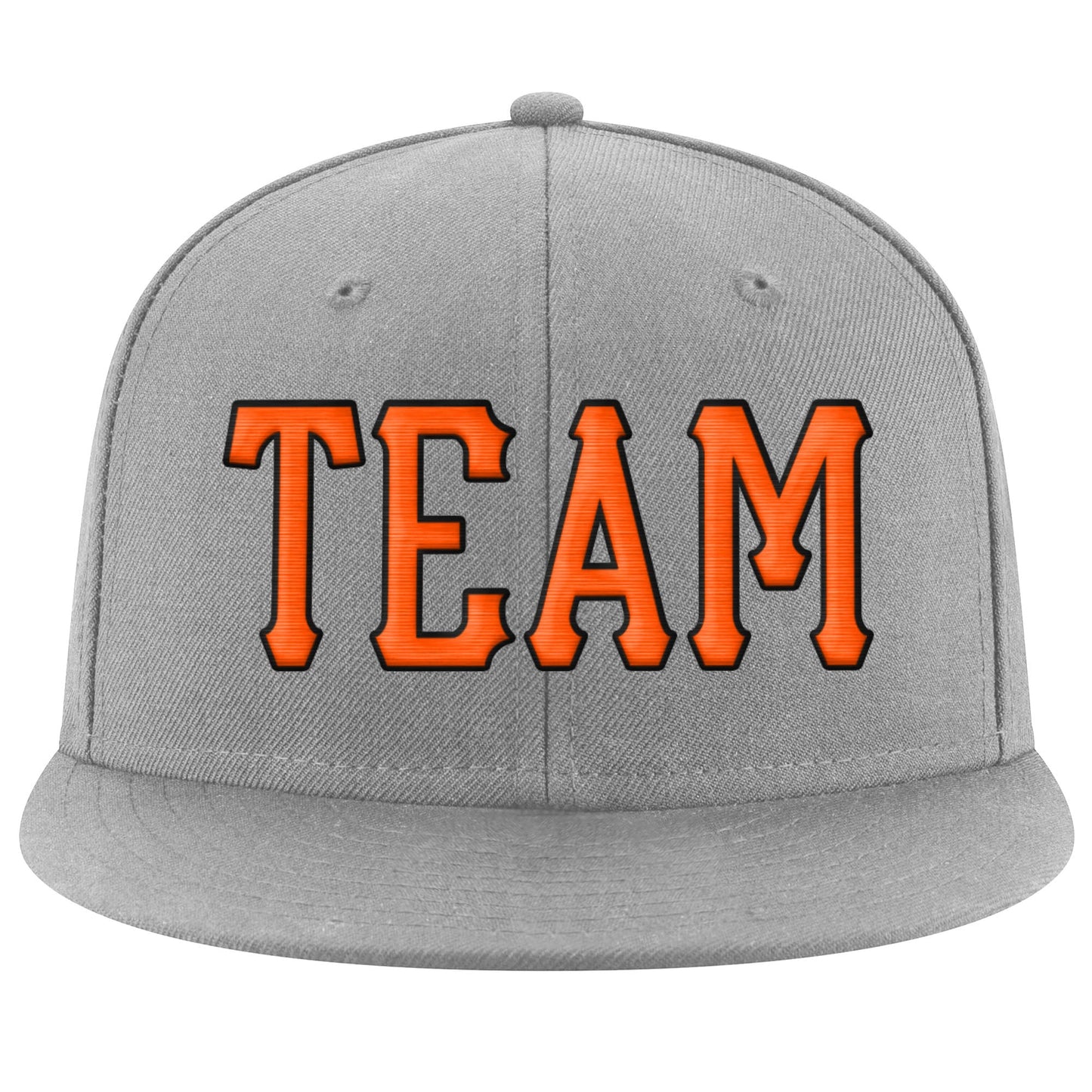 Custom Gray Orange-Black Stitched Adjustable Snapback Hat view 2